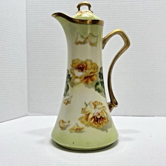 Antique Coronet Limoges France Hand Painted Chocolate Pot Signed Feral? Read 11